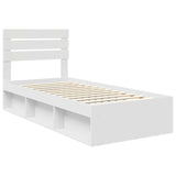 Bed Frame with Headboard White 75 x 190 cm Solid Pine Wood 3411471