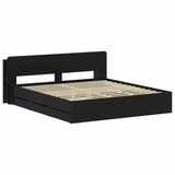 Bed Frame with Storage Black 200 x 200 cm Engineered Wood 3433985