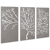 Garden Wall Decorations 3 pcs 105x55 cm Corten Steel Tree Design 824511