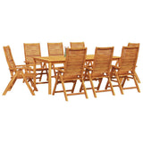 Garden Dining Set Folding 9 pcs Brown Solid Acacia Wood 3375629