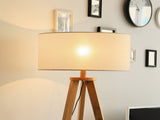 Tripod Floor Lamp, Freestanding Bedside Light Reading Light with Storage Shelf and Linen Shade for T3398P425130