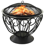 2-in-1 Fire Pit and BBQ with Poker 59x59x60 cm Stainless Steel 313360