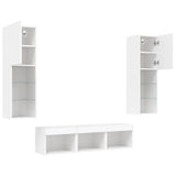5 Piece TV Wall Units with LED White Engineered Wood 3216604