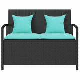 Garden Storage Bench with Cushion Black Poly Rattan 4104219