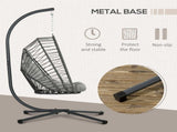 Outdoor PE Rattan Swing Chair with Foldable Basket and Cushion, Garden Patio Hanging Egg Chair with T3398P325254