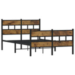 Metal Bed Frame without Mattress Smoked Oak 120x190 cm Small Double 4017068
