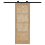 Sliding Door Natural and Black 73.5 x 198.5 cm Solid Pine Wood 3333326