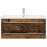 Bathroom Sink Cabinet with Drawer Wall-mounted 2 pcs Old Wood 3333130