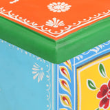 ZNTS Hand Painted Bedside Cabinet 40x30x60 cm Solid Mango Wood 321667