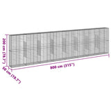 Gabion Basket with Cover 800x50x200 cm Galvanised Iron 3295173