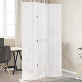 Room Divider 3 Panels White Solid Wood Paulownia 358783