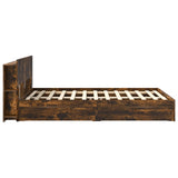 Bed Frame with Storage Smoked Oak 135 x 190 cm Engineered Wood 3433584