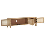 ZNTS TV Cabinet 140x30x40 cm Solid Mango Wood and Natural Cane 287740