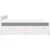 Bed with Drawers and Mattress White 180x200 cm Super King Solid Wood Pine 3281890