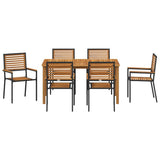 Garden Dining Set 7 pcs Black Solid Acacia Wood 3365520