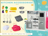 Toy Kitchen with Lights, Sounds, Apron and Chef Hat, Ice Maker, Microwave, for Ages 3-6 Years T3398P348126