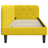 Corner Bed Frame with Headboard Yellow 80 x 200 cm Velvet 42016592