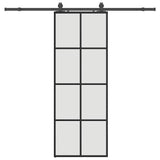Sliding Door with Hardware Set Black 76x205 cm ESG Glass 3375943