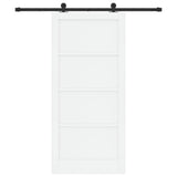 Sliding Door 93 x 202 cm Engineered Wood White and Black 3450006