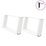 ZNTS Coffee Table Legs U-Shaped 2 pcs White 70x cm Steel 4012753