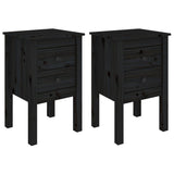 ZNTS Bedside Cabinets 2 pcs Black 40x35x61.5 cm Solid Wood Pine 813698