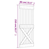 Sliding Door Natural and White 80 x 210 cm Solid Pine Wood 3445189