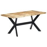 ZNTS Dining Table 160x80x75 cm Solid Rough Mango Wood 247433