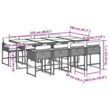 Garden Dining Set Grey Poly Rattan 8-seater Foldable 3211280