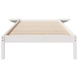 Bed Frame with Side Tables White 90 x 210 cm Solid Pine Wood 873221
