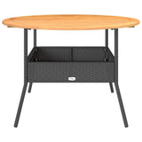 Garden Table with Acacia Wood Top Black 110x71 cm Poly Rattan 368625