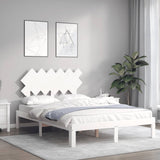 Bed Frame without Mattress White Small Double Solid Wood Pine 3193697