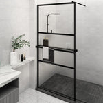 ZNTS Walk-in Shower Wall with Shelf Black 115x195 cm ESG Glass&Aluminium 3185482