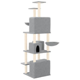 Cat Tree with Sisal Scratching Posts Light Grey 180 cm 171601