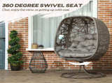 Swivel Egg Chair with Cushions, Foldable Basket Seat and Metal Frame, Indoor Outdoor Lounge Chair T3398P315977
