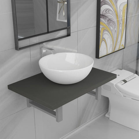 ZNTS Two Piece Bathroom Furniture Set Ceramic Grey 279332