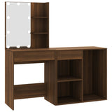 LED Dressing Table with Cabinet Brown Oak Engineered Wood 3120187