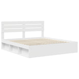 Bed Frame with Headboard White 200 x 200 cm Solid Pine Wood 3411375