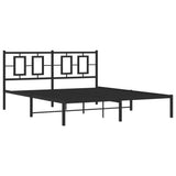 Metal Bed Frame without Mattress with Headboard Black 150x200cm 374243