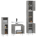 ZNTS 3 Piece Bathroom Cabinet Set Concrete Grey Engineered Wood 3187793