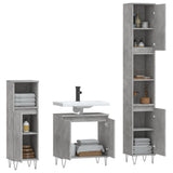 ZNTS 3 Piece Bathroom Cabinet Set Concrete Grey Engineered Wood 3187793