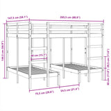 Triple Bunk Bed Frame White 140x200/70x140 cm Solid Wood Pine 3308578