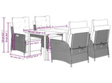 5 Piece Garden Dining Set with Cushions Grey Poly Rattan 3213485
