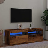 TV Cabinet with LED Lights Old Wood 120x35x40 cm Engineered Wood 856305