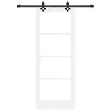 Sliding Door White 78 x 202 cm Solid Pine Wood and Glass 3332272