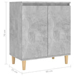 ZNTS Sideboard&Solid Wood Legs Concrete Grey 60x35x70 cm Engineered Wood 806071