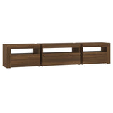TV Cabinet with LED Lights Brown Oak 195x35x40 cm 3152745