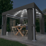 Gazebo with Curtain&LED String Lights 3x3 m Anthracite 3070347