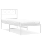 Metal Bed Frame without Mattress with Headboard White 100x200cm 372321