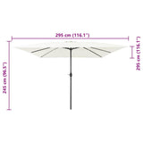 Garden Parasol Sand 295 x 295 x 245 cm Polyester and Steel 42003652