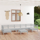 8 Piece Garden Lounge Set White Solid Wood Pine 3083410